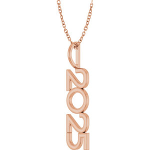14K Gold, 27.57x7.97 mm Vertical Necklace - Elegant Commemoration