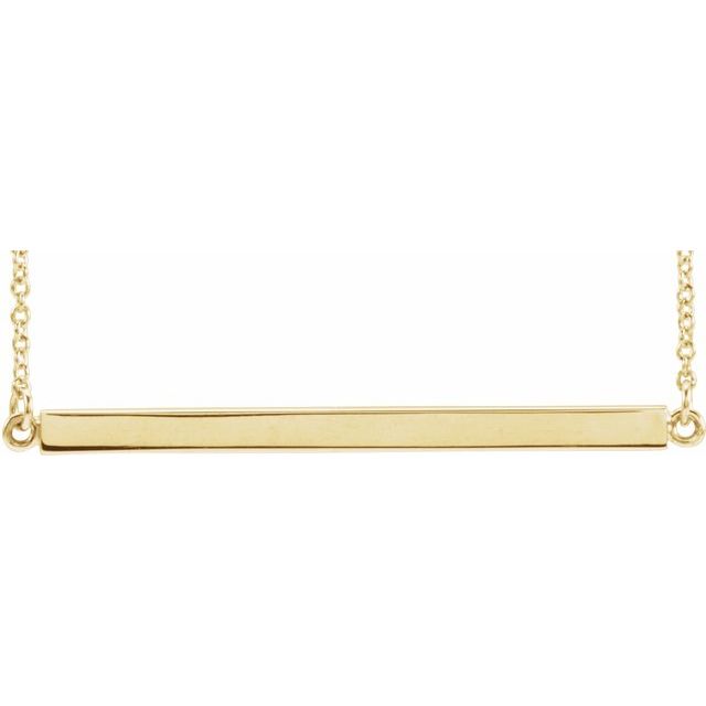 14K Yellow Gold Engravable 18" Four-Sided Bar Necklace