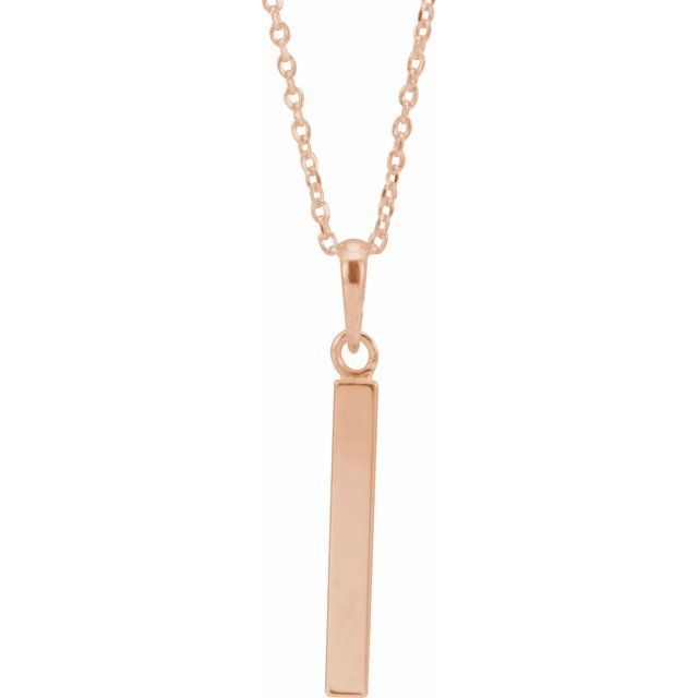 14K Gold Engravable Four Sided Bar Pendant