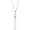 14K White Gold 19.3x2.9 mm Engravable Four-Sided Bar Necklace