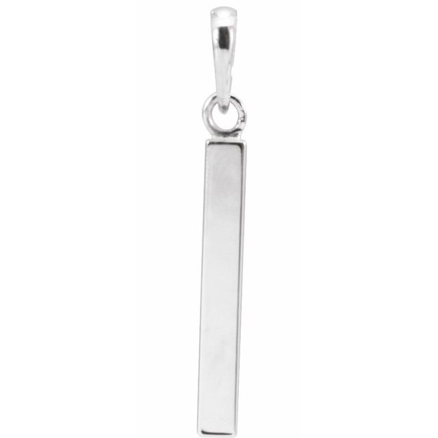 Engravable 14K White Gold Polished Four-Sided Bar Pendant