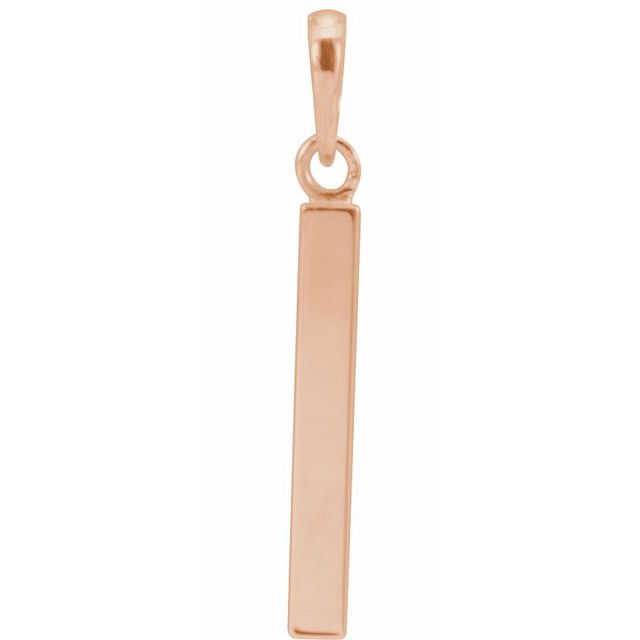 14K Gold Engravable Four Sided Bar Pendant