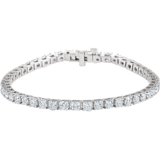 18K White Gold, 7x5 mm Natural Diamond Line Bracelet - 7 CTW Sparkle