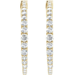 14K Yellow Gold 30 mm Natural Diamond Hoop Earrings - Dazzling Elegance
