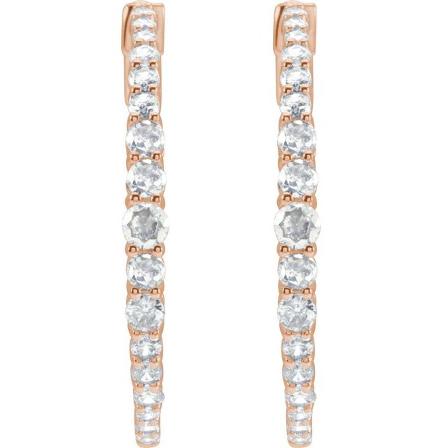 14K Yellow Gold 30 mm Natural Diamond Hoop Earrings - Dazzling Elegance