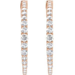 14K Yellow Gold 30 mm Natural Diamond Hoop Earrings - Dazzling Elegance