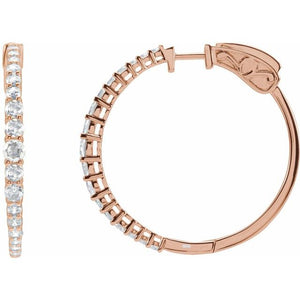 14K Gold Natural Diamond Graduated Hoops - Options Available