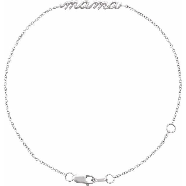Lowercase Script Mama Bracelet in 14K Gold