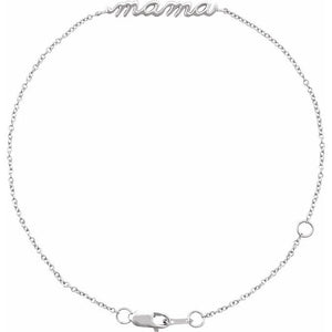 Lowercase Script Mama Bracelet in 14K Gold