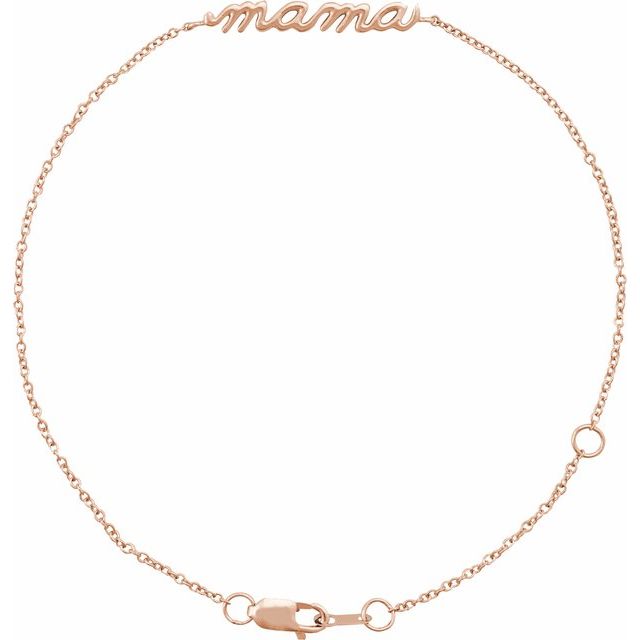 14K Gold Lowercase Script "Mama" Bracelet