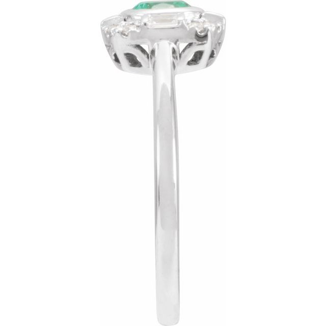 14K Yellow Gold Natural Emerald & 1/6 CTW Diamond Accent Ring