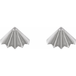 14K Yellow Gold Elegant Fan Stud Earrings – Luxurious Design