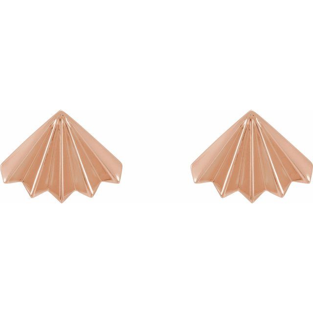 14K Yellow Gold Elegant Fan Stud Earrings – Luxurious Design