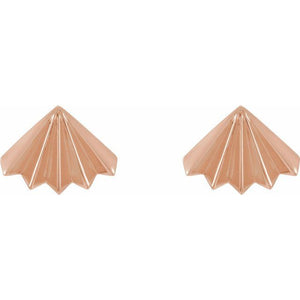 14K Yellow Gold Elegant Fan Stud Earrings – Luxurious Design