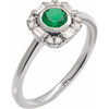 14K Yellow Gold Natural Emerald & 1/6 CTW Diamond Accent Ring