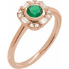 14K Yellow Gold Natural Emerald & 1/6 CTW Diamond Accent Ring