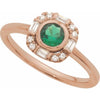 14K Yellow Gold Natural Emerald & 1/6 CTW Diamond Accent Ring