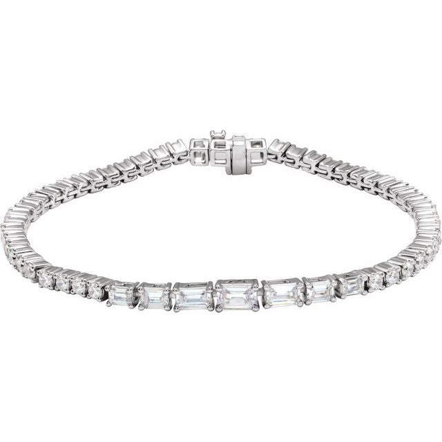 14K Yellow Gold, 7x5 mm Lab-Grown Diamond Line Bracelet - Elegant 4 5/8 CTW