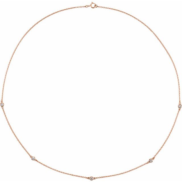 14K Yellow Gold 18" Necklace with 1/4 CTW Natural Diamonds - 5-Station Design