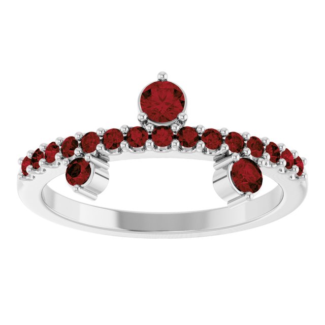 14K White Gold Natural Mozambique Garnet Elegance Ring