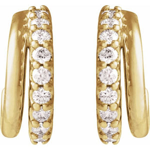 14K Yellow Gold Natural Diamond Hoop Earrings - 1/6 CTW Sparkle