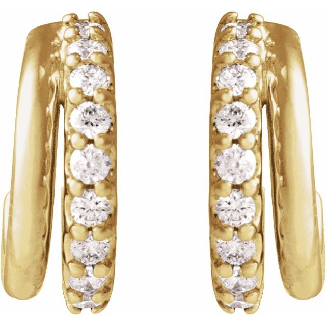 14K Gold Natural Diamond Hoop Earrings - Options Available