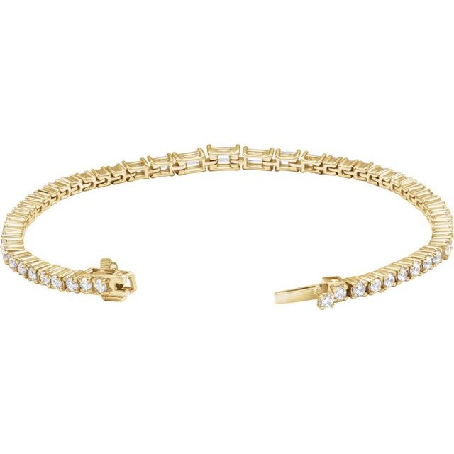 14K Yellow Gold, 7x5 mm Lab-Grown Diamond Line Bracelet - Elegant 4 5/8 CTW