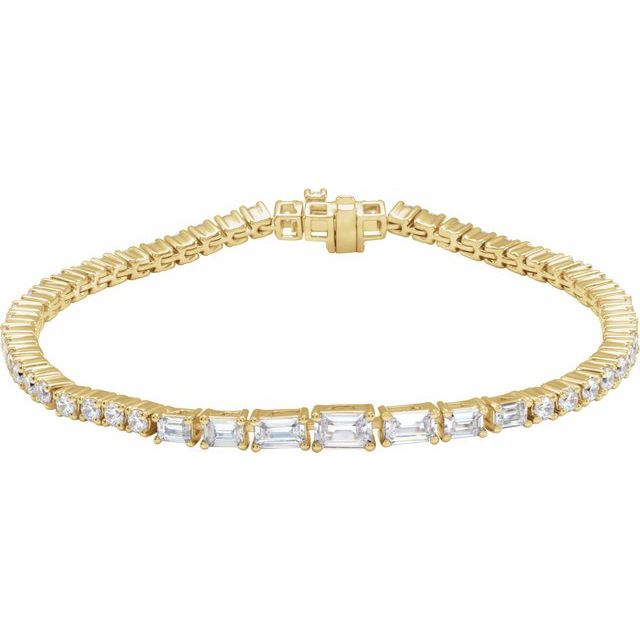 14K Yellow Gold, 7x5 mm Lab-Grown Diamond Line Bracelet - Elegant 4 5/8 CTW