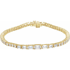 14K Yellow Gold, 7x5 mm Lab-Grown Diamond Line Bracelet - Elegant 4 5/8 CTW