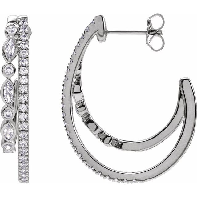 14K Gold Natural Diamond Hoop Earrings - Options Available