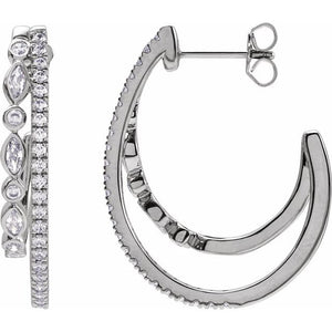 14K Gold Natural Diamond Hoop Earrings - Options Available
