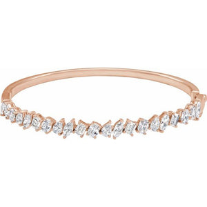 14K Gold Lab-Grown Diamond Bangle Bracelet - Options Available