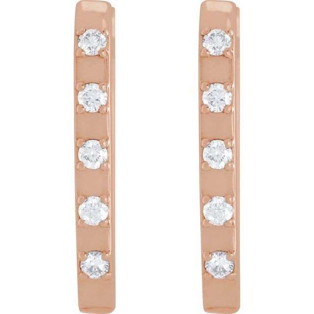 14K Rose Gold 1/10 CTW Diamond-Accent 14 mm Hoop Earrings