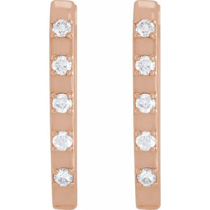 14K Rose Gold 1/10 CTW Diamond-Accent 14 mm Hoop Earrings