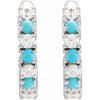 14K Yellow Gold Natural Turquoise & 1/3 CTW Diamond Hoop Earrings