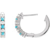 14K Yellow Gold Natural Turquoise & 1/3 CTW Diamond Hoop Earrings