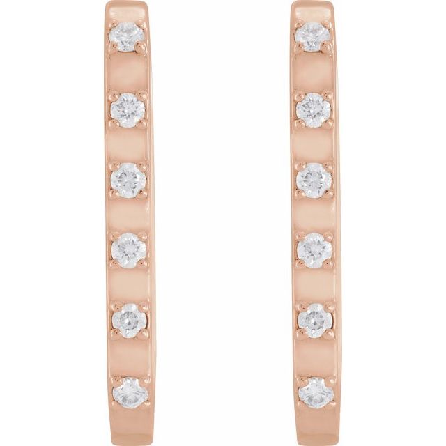 14K Rose Gold 1/10 CTW Diamond-Accent 14 mm Hoop Earrings