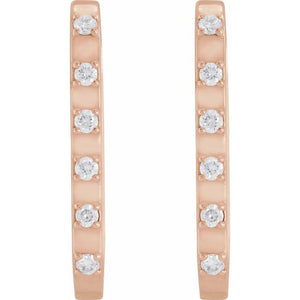 14K Rose Gold 1/10 CTW Diamond-Accent 14 mm Hoop Earrings