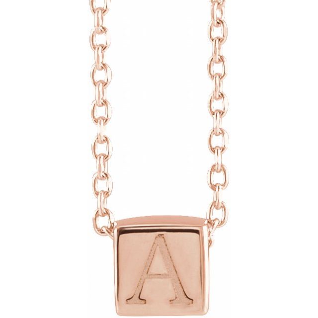 14K Rose Gold 5x5 mm Cube 16-Inch Necklace - Elegant Design