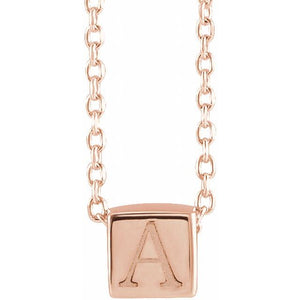 14K Rose Gold 5x5 mm Cube 16-Inch Necklace - Elegant Design
