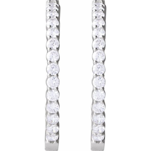 14K Gold 1/2 CTW Natural Diamond 19.3 mm Hinged Hoop Earring