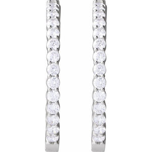 14K Gold 1/2 CTW Natural Diamond 19.3 mm Hinged Hoop Earring