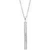 14K White Gold 19.3x2.9 mm Engravable Four-Sided Bar Necklace