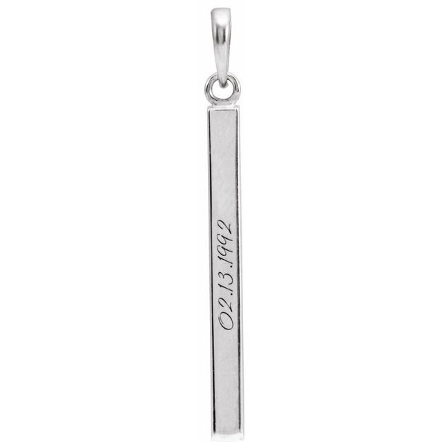 Engravable 14K White Gold Polished Four-Sided Bar Pendant