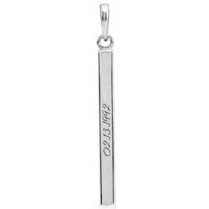 Engravable 14K White Gold Polished Four-Sided Bar Pendant