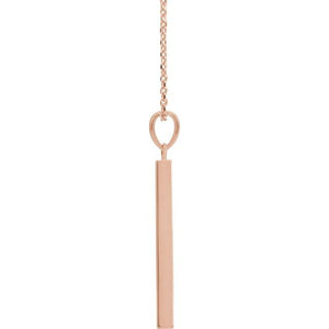 14K White Gold 19.3x2.9 mm Engravable Four-Sided Bar Necklace
