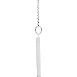 14K White Gold 19.3x2.9 mm Engravable Four-Sided Bar Necklace