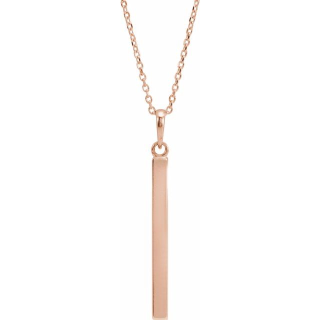 14K Gold Engravable Four Sided Bar Pendant