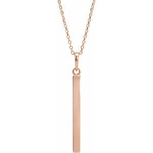 14K Gold Engravable Four Sided Bar Pendant