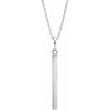 14K White Gold 19.3x2.9 mm Engravable Four-Sided Bar Necklace